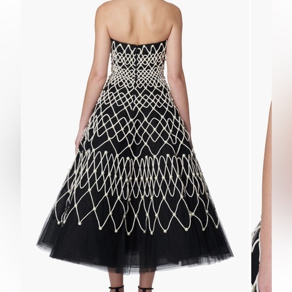 New Carolina Herrera Chalet Beaded & Embroidered Tulle Strapless Cocktail Dress - Picture 4 of 16